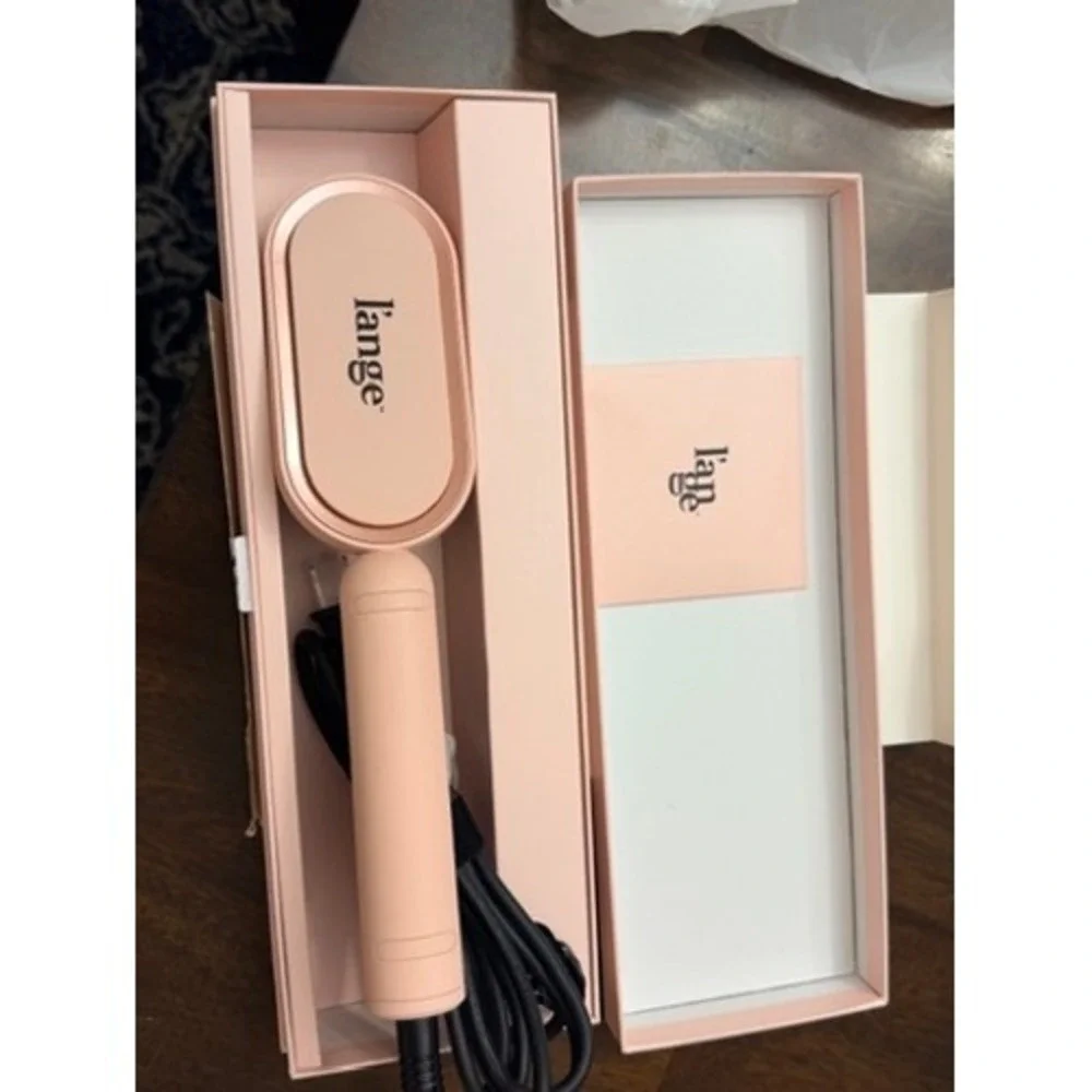 L'ange Mane Pass 2-in-1 Straightening Brush‎ Blush Pink Ceramic Hair Tool